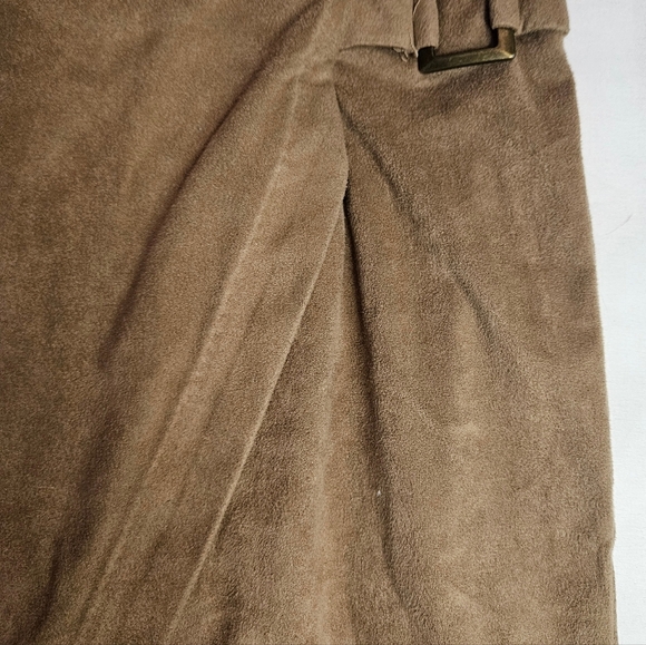 Soulmates Womens Brown Suede Feeling Faux Wrap Skirt Size Medium - Picture 4 of 10